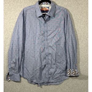 Robert Graham Shirt Mens XL Blue‎ Long Sleeve Button Up Flip Cuff